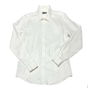 Zara Man Slim Fit White Texture Weave Long Sleeves Button Down Shirt Size XL